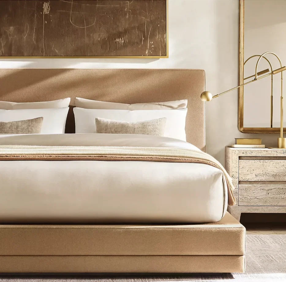 Cloud Platform Bed – Contemporary Slipcovered Performance Linen – Luxury Bedroom Furniture
