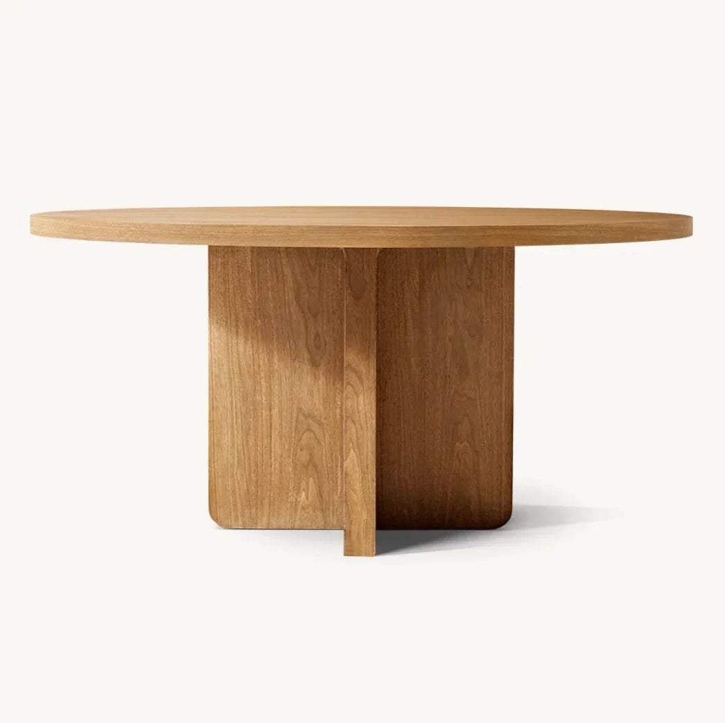 Round Dining Table Mid-Century European Design Walnut Santiago Statement Piece