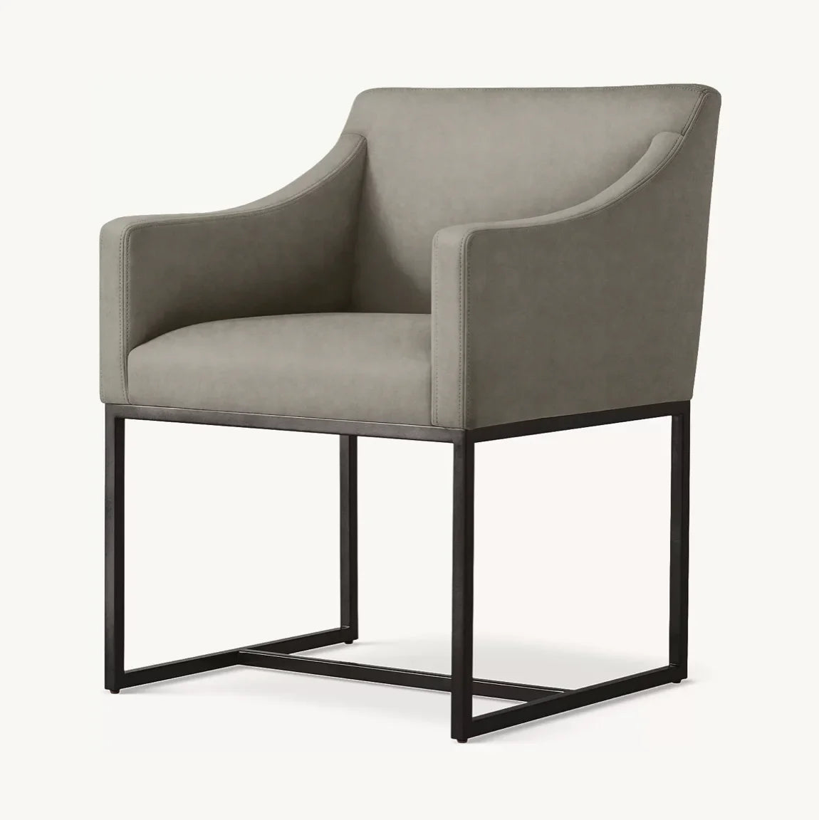 Dining Armchair Emery Slope Arm – Leather Oak Designer Midcentury