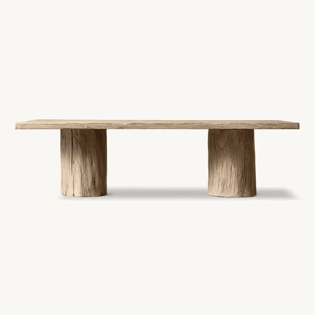 Extendable Dining Table – Reclaimed Greige Elm Radial Top Mid-Century Piece