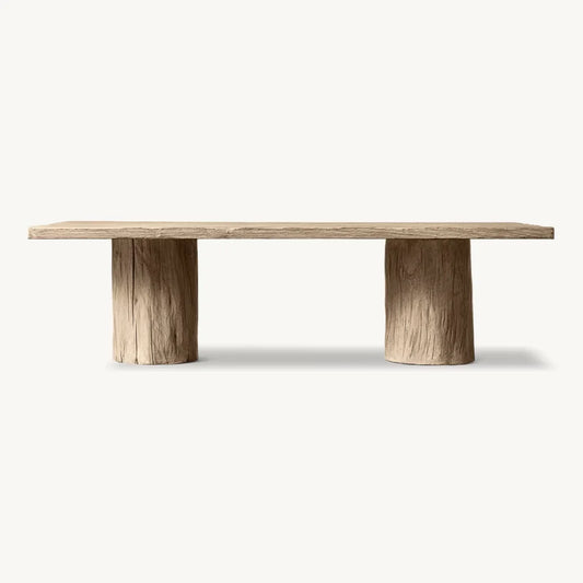 Extendable Dining Table – Reclaimed Greige Elm Radial Top Mid-Century Piece