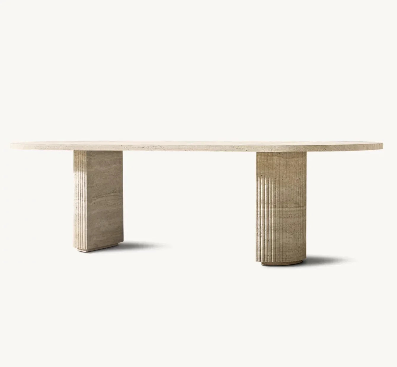 Byron Rectangular Dining Table – Italian Classico Travertine Art Deco Statement Piece