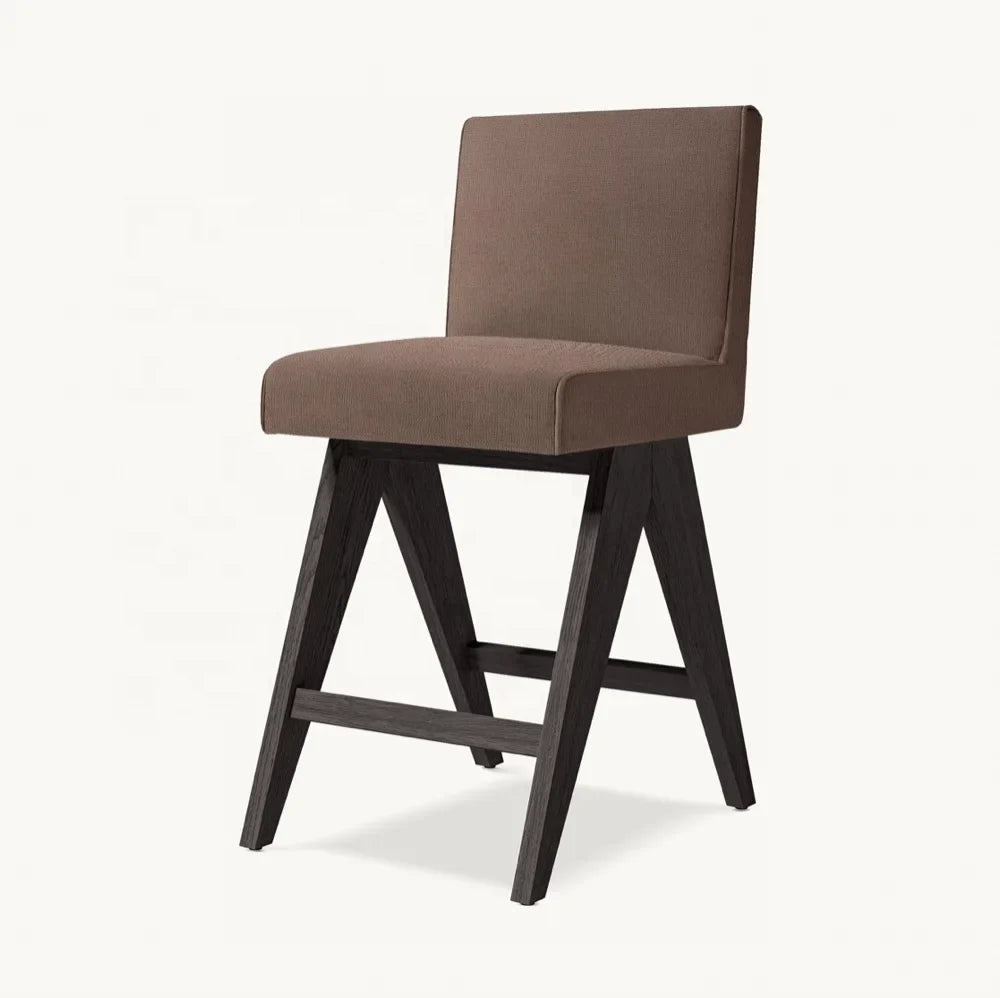 Mid-Century Modern Solid Oak Bar & Counter Stool – European Designer Sculptural Seating | 1601035001139