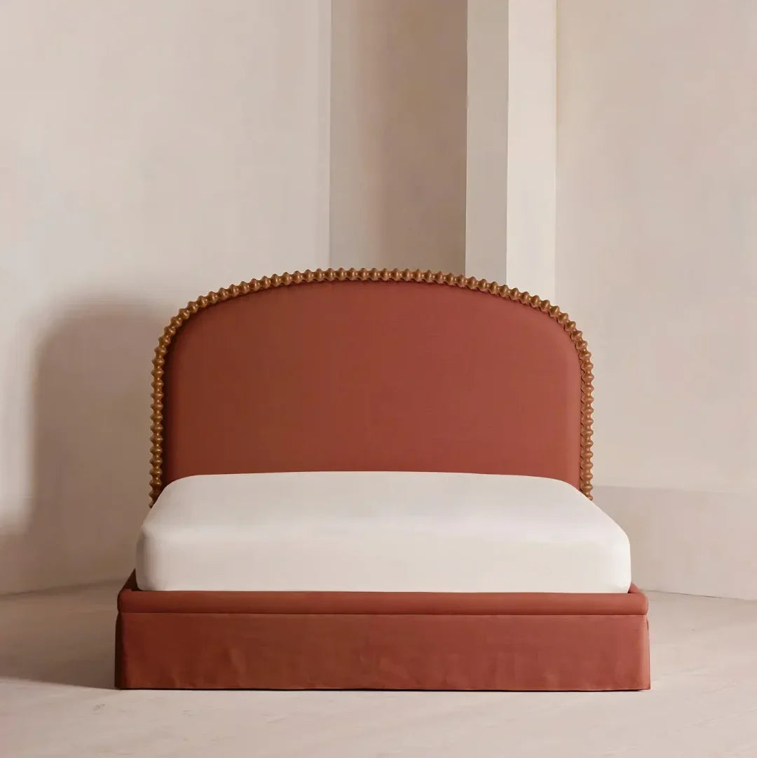 Upholstered Bed – Soft Pack Headboard, Solid Birch Wood French Retro