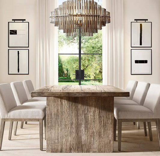 Drifted Reclaimed Oak Dining Table – Mid-Century Rectangular Design
