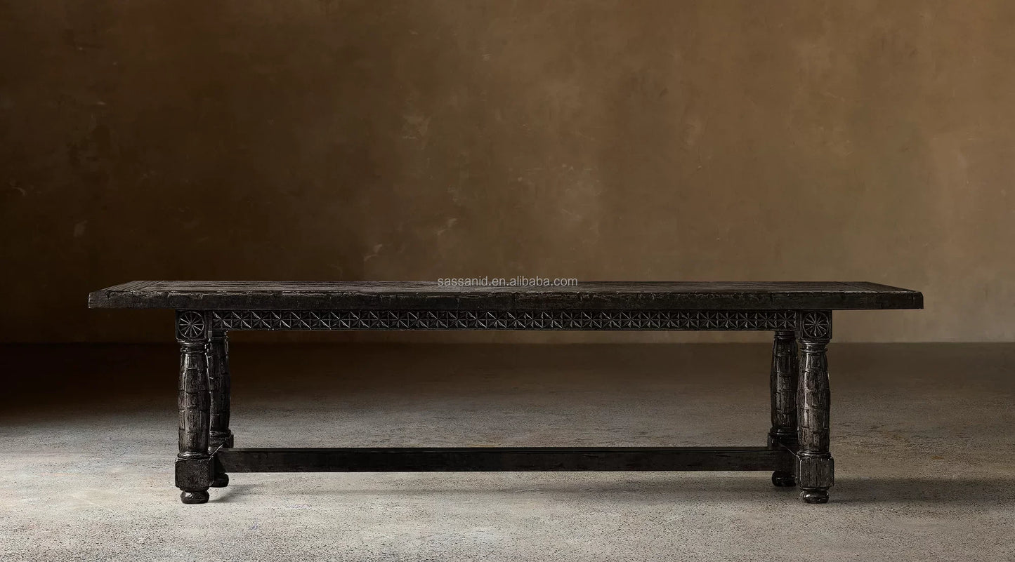 Valencia Rectangular Extension Dining Table – Contemporary Shagreen Solid Wood