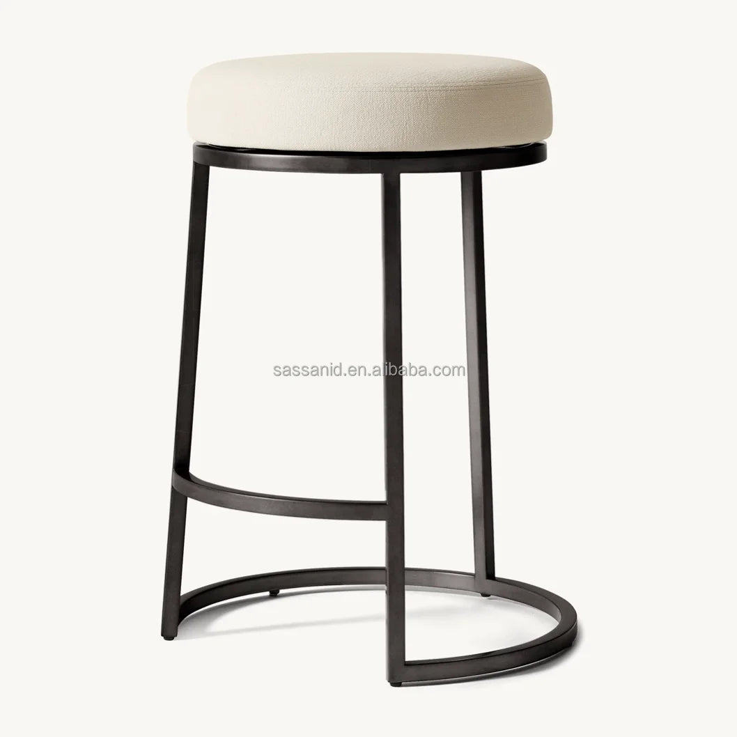 Backless Swivel Bar Stool – Emery Contemporary Fabric Upholstered Statement Piece