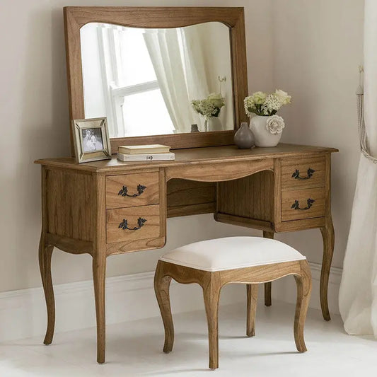 French Retro Makeup Table – Solid Birch Wood Statement Piece | 26-2