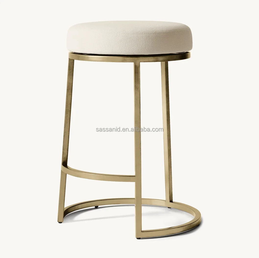 Backless Swivel Bar Stool – Emery Contemporary Fabric Upholstered Statement Piece