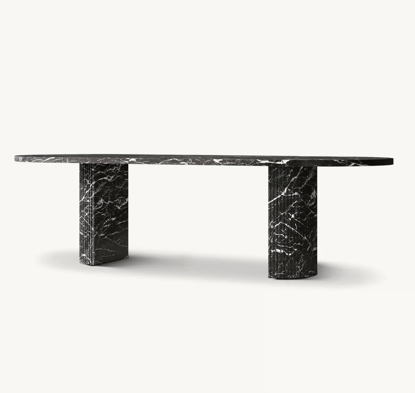 Byron Reeded Stone Dining Table – Nero Marquina Marble Statement Piece