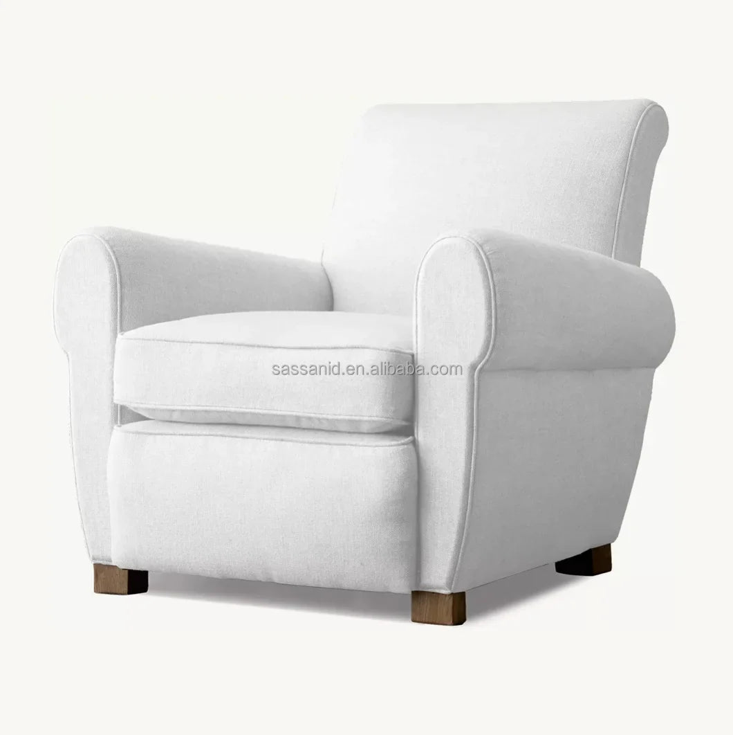 Parisian Club Chair – 1920s Modernist Design in Belgian Linen Statement Piece