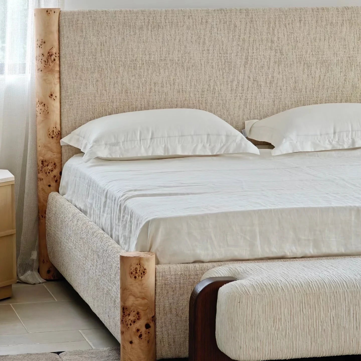 French Upholstered Bed – Retro Soft Bag Design in Premium Fabric