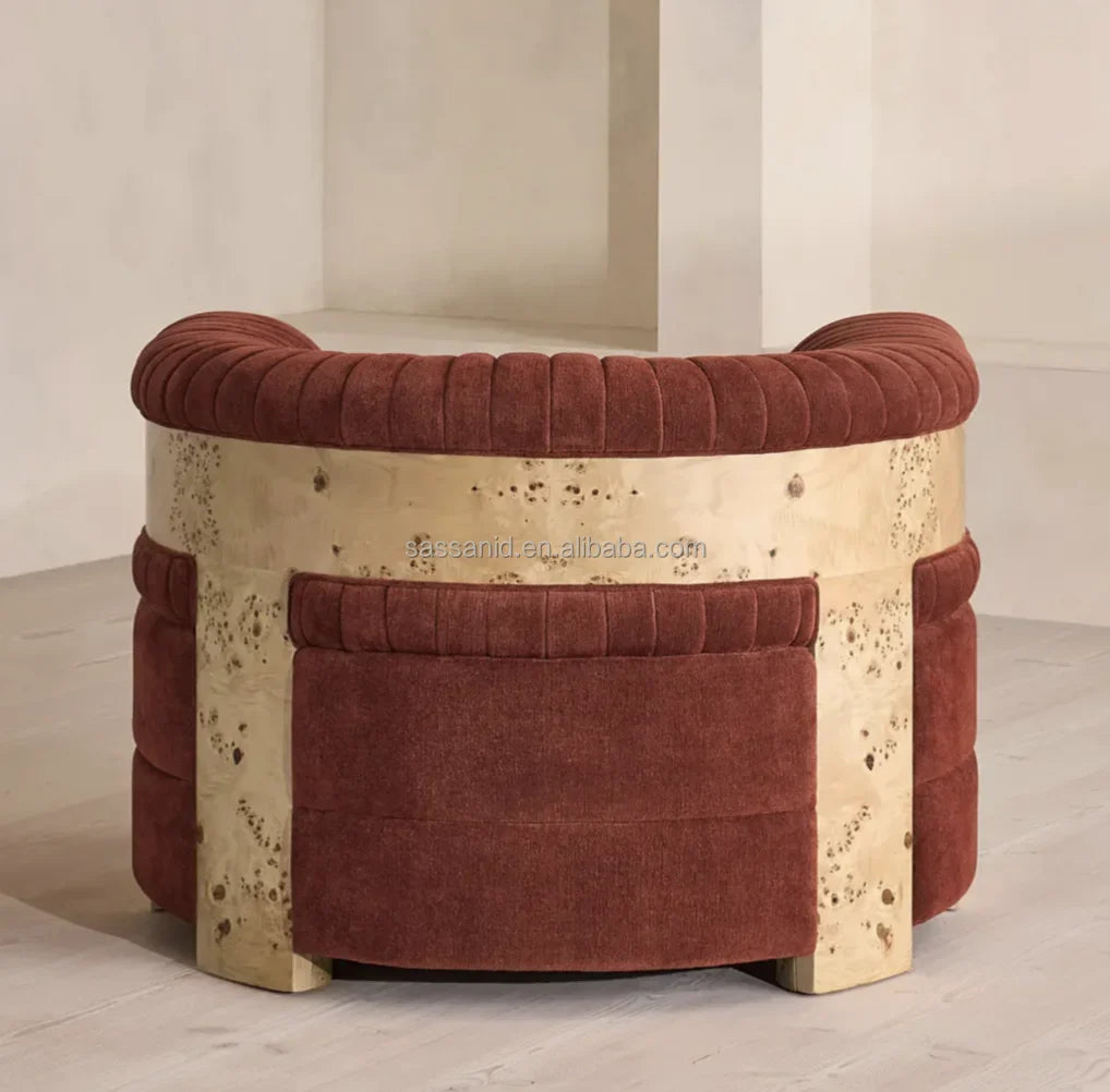 Midcentury Modern Wing Chair – Solid Oak and Linen Chenille Statement Piece