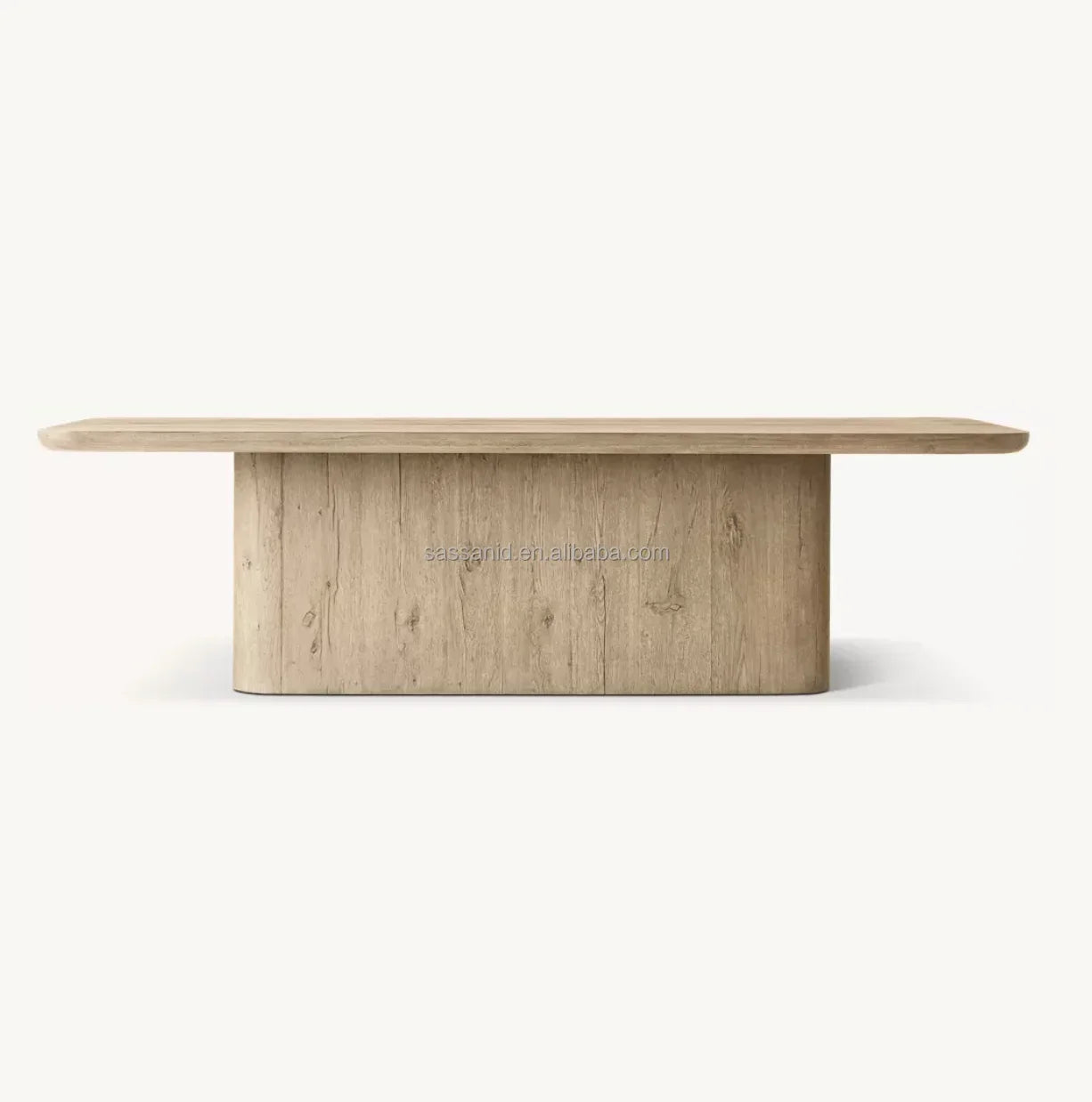 Pedestal Dining Table – Contemporary Solid Wood Design – Aged Oak Architectural Statement Piece