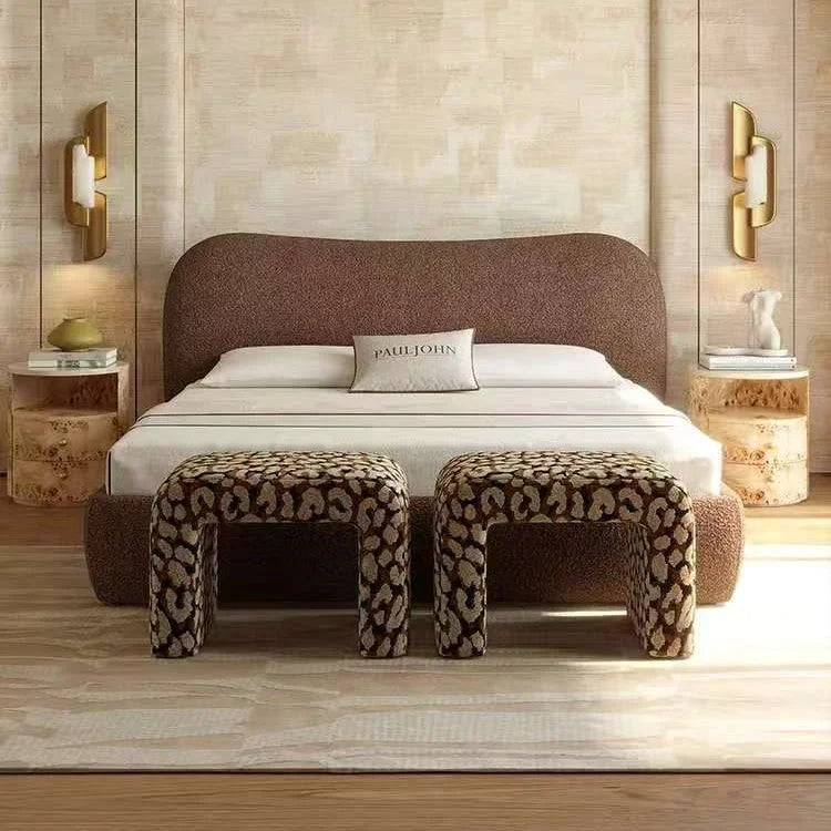 Cloud Upholstered Bed – Lamb Fleece Mid-Century Modern Statement Piece | 124421