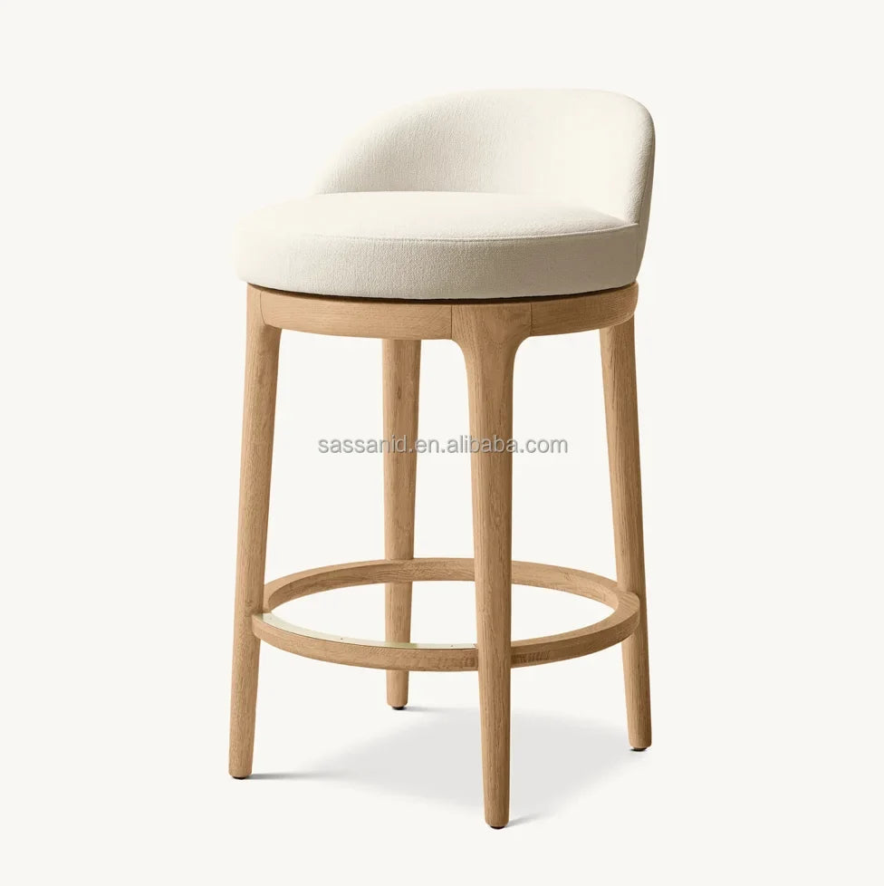 Midcentury Swivel Bar Stool – Solid Oak Minimalist European Design Statement Piece