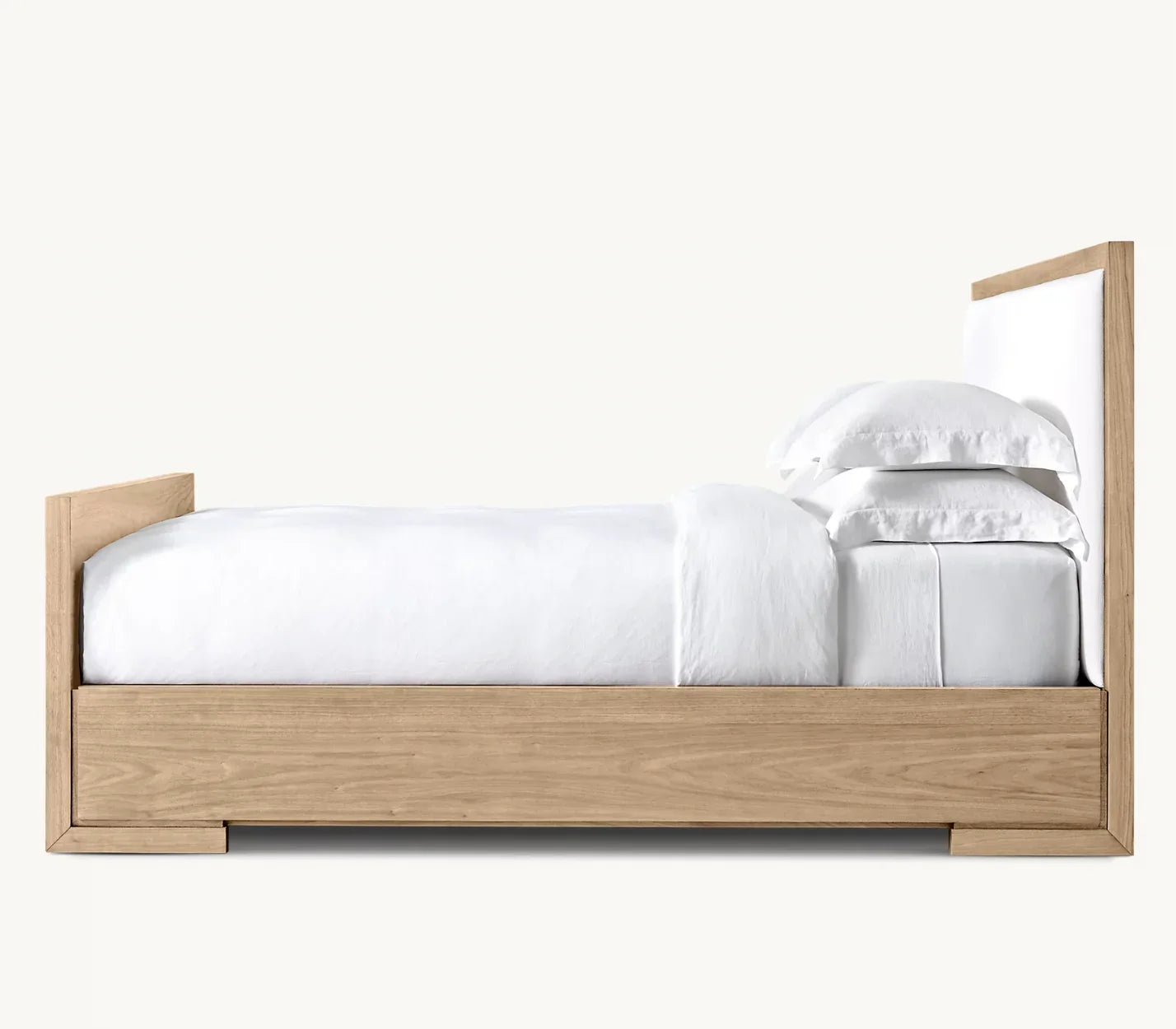 Enzo Fabric Panel Bed – Postmodern Sculptural Platform in Walnut | 1601318833530