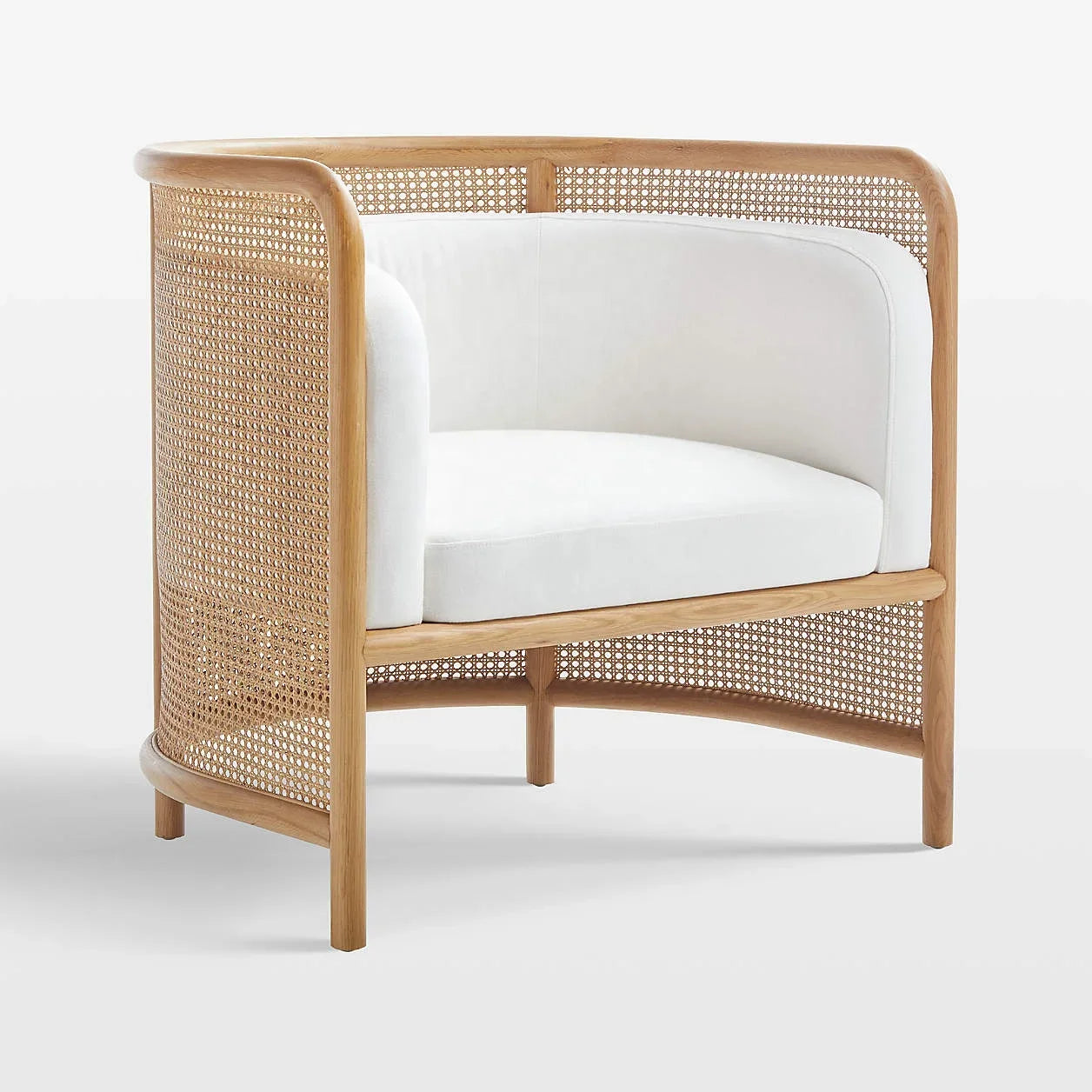Cane Back Accent Chair – Natural Oak Frame with Performance Fabric