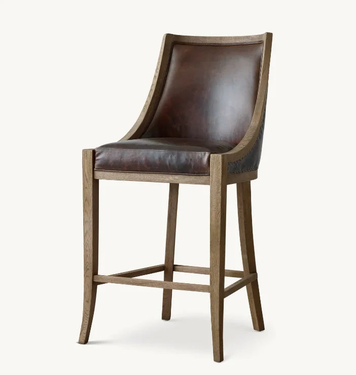 French Empire Bar & Counter Stool – Solid Oak Statement Piece | 1600899573495