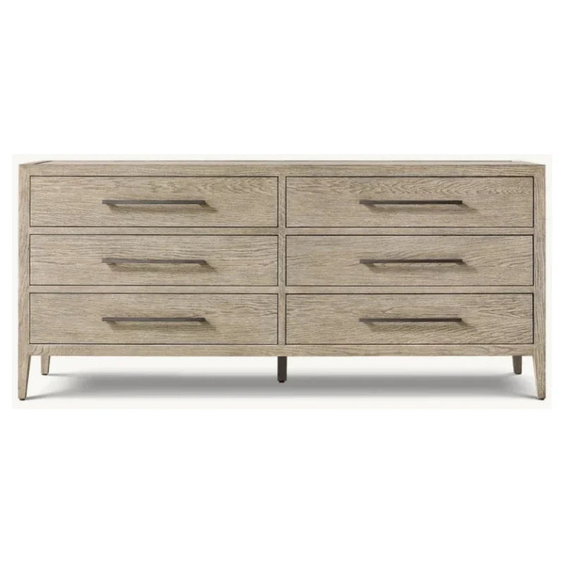 9-Drawer Sideboard 71-inch French Antique Solid Birch Wood Statement Piece