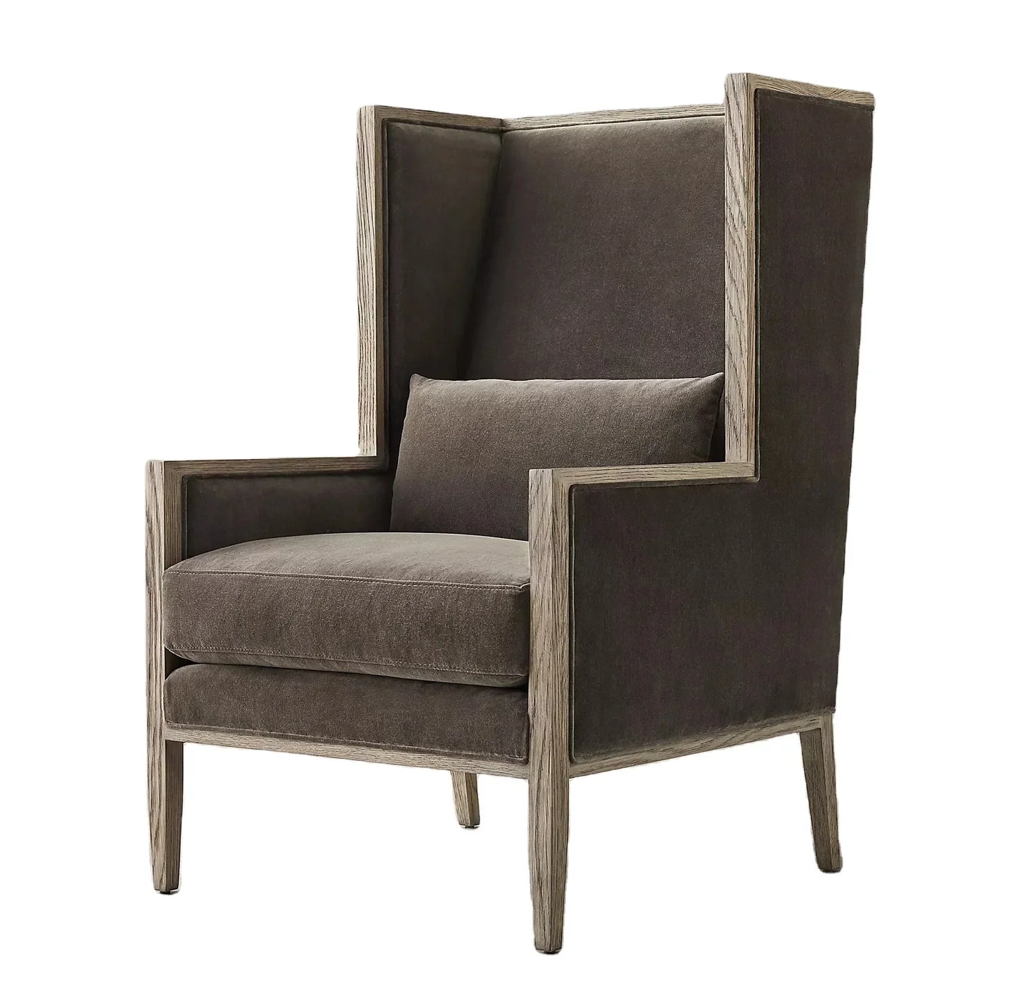 French Contemporary Wingback Chair – Track Arm Upholstered Statement Piece