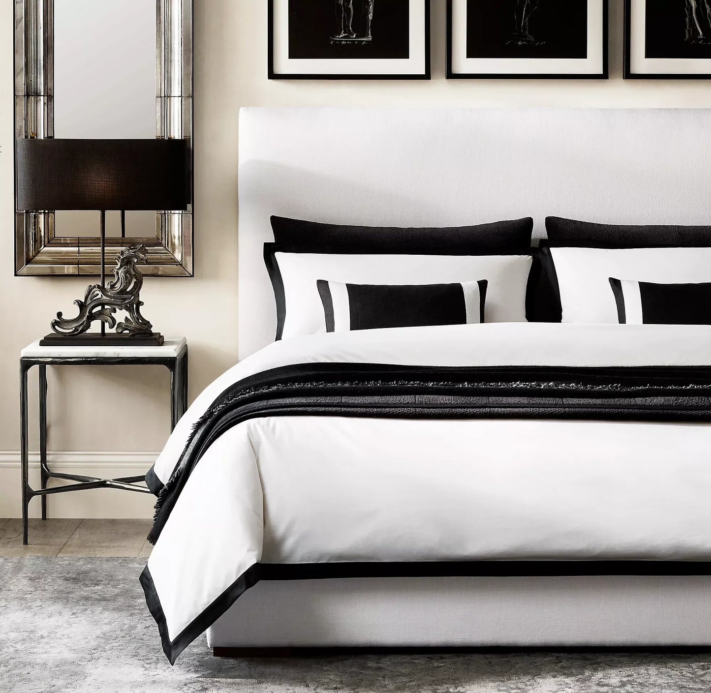 Upholstered Wing Bed – Fabric Panel Headboard in Oak – Italian Designer Furniture