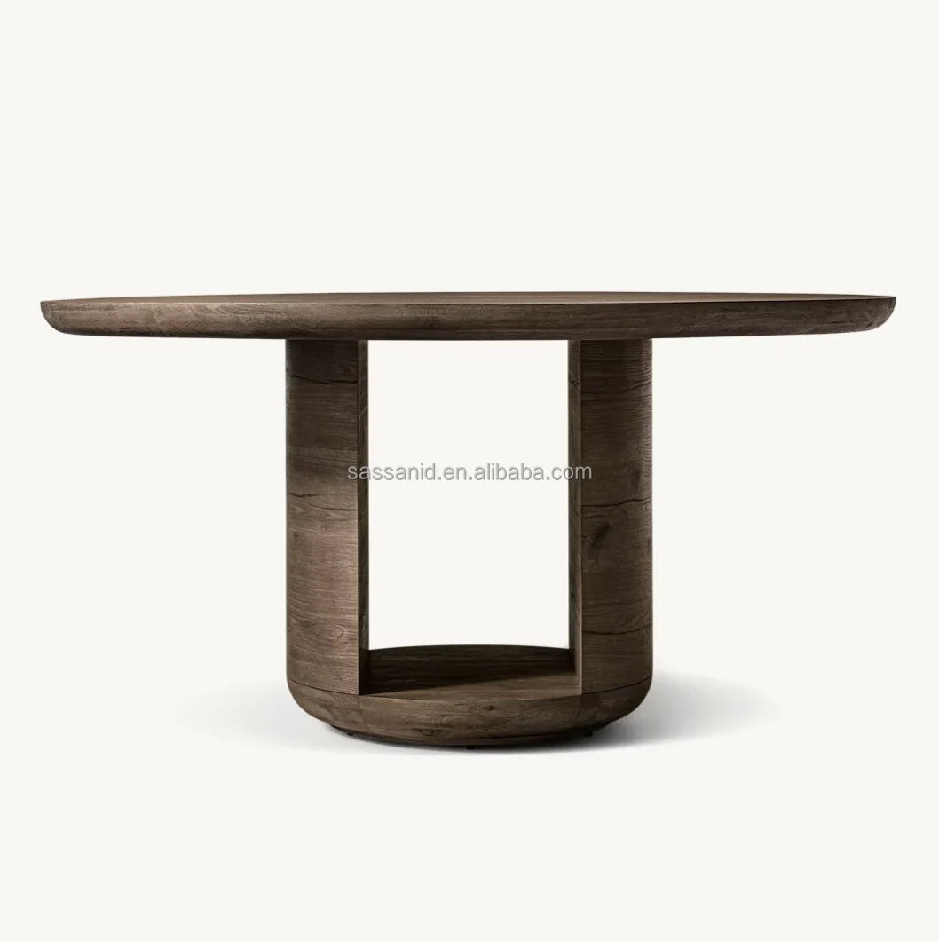 Bora Round Dining Table – Architectural Solid Oak Statement Piece