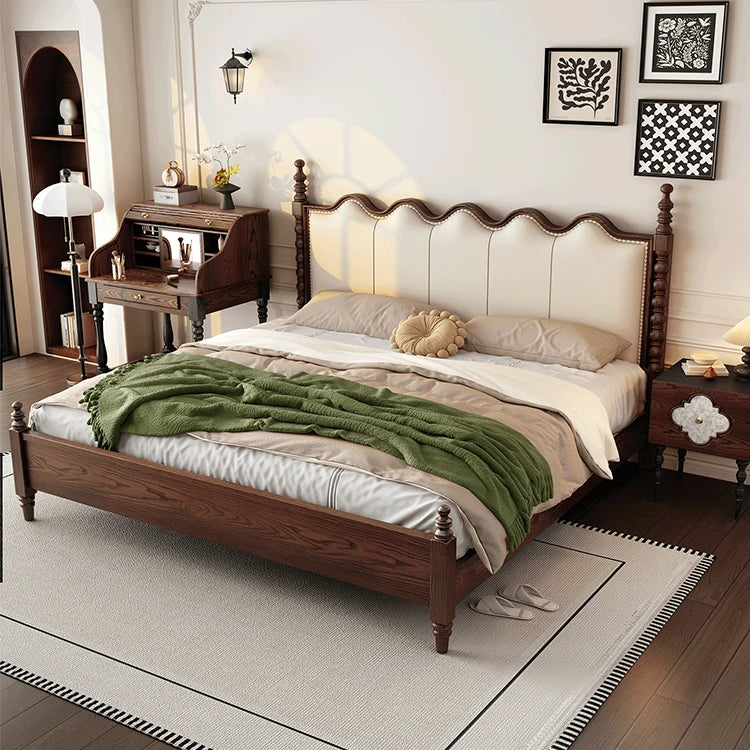Luxury YZ-C08# Solid Oak Wood Bed Frame Modern Italian Style for Villa