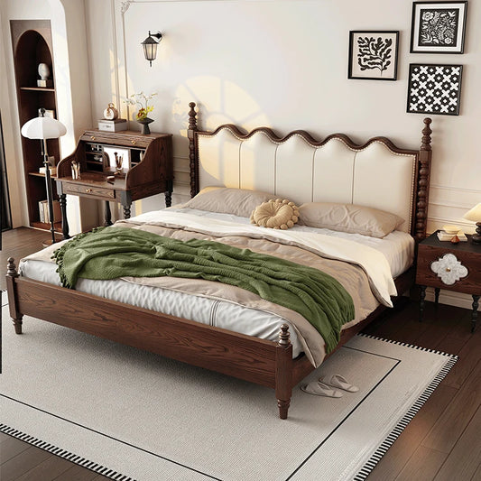 Luxury YZ-C08# Solid Oak Wood Bed Frame Modern Italian Style for Villa