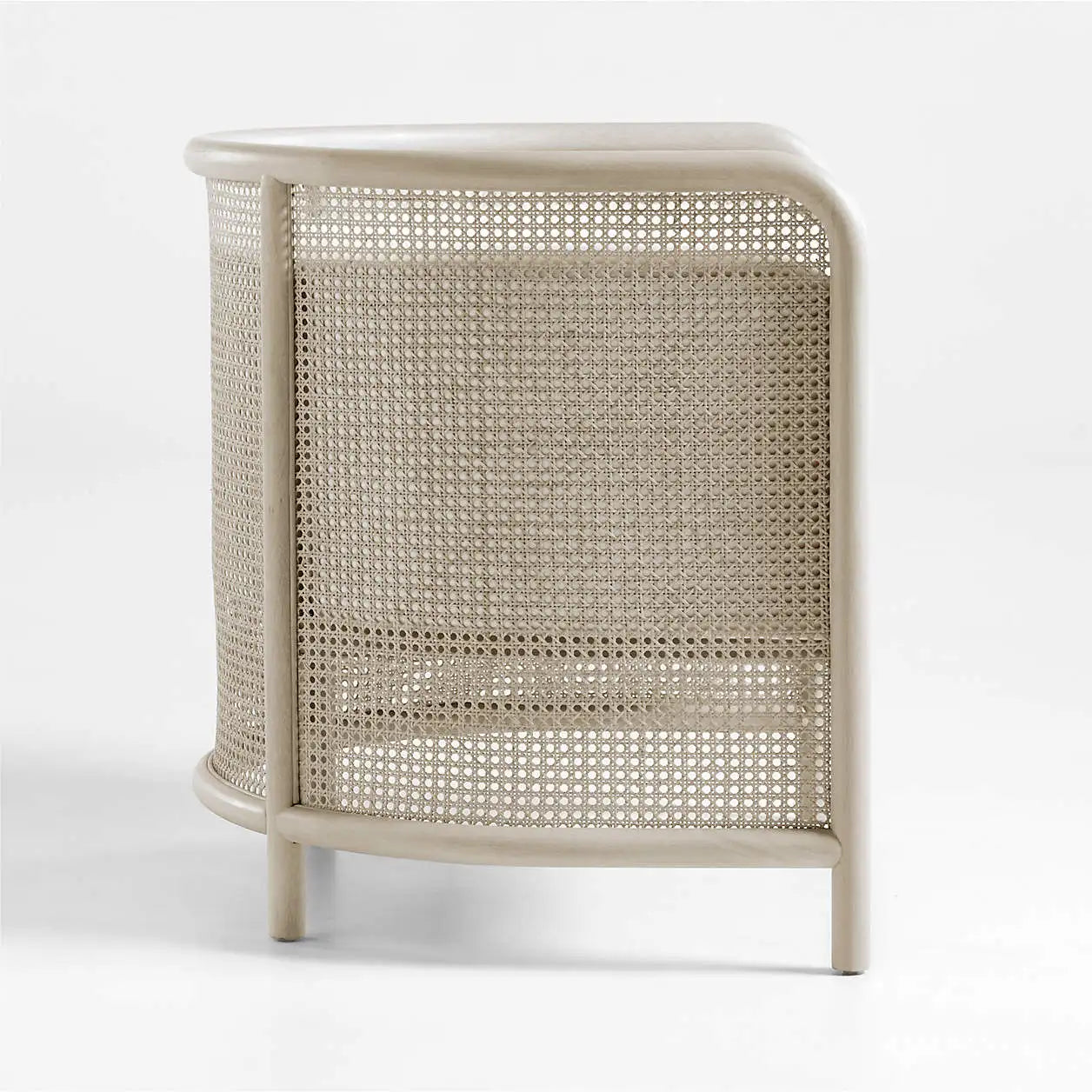 Barrel Chair – Cane Back Accent Chair in White Wash Oak Statement Piece