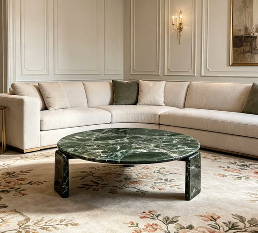 Luxury Round Marble Coffee Table Modern Minimalist Elegant Italian Style for Villa
