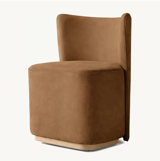 Midcentury Wing Back Dining Chair – Sculptural Performance Fabric & Oak Statement