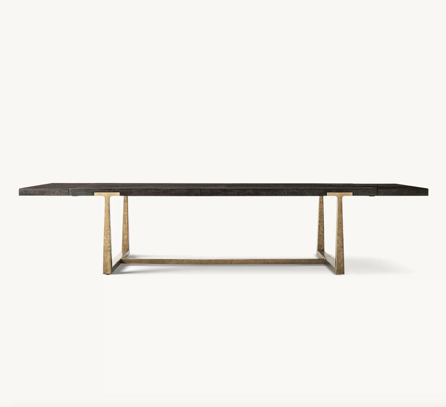 Industrial Extension Dining Table – T-Brace Hand-Cast Metal & Waxed Oak Statement Piece