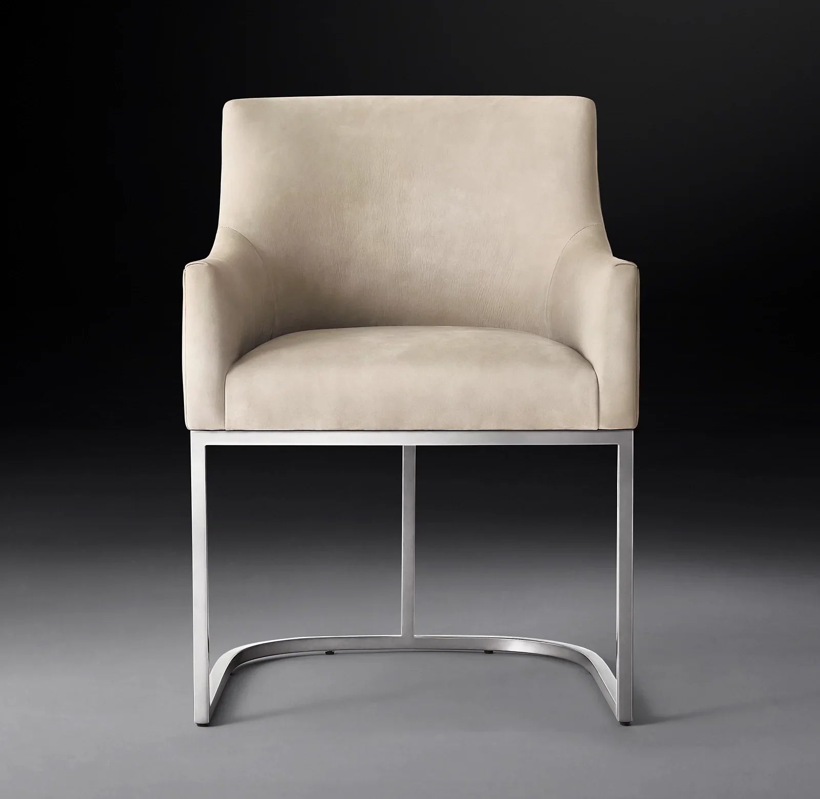 Dining Armchair with Curved Back Track Arm – Smoke Leather Midcentury
