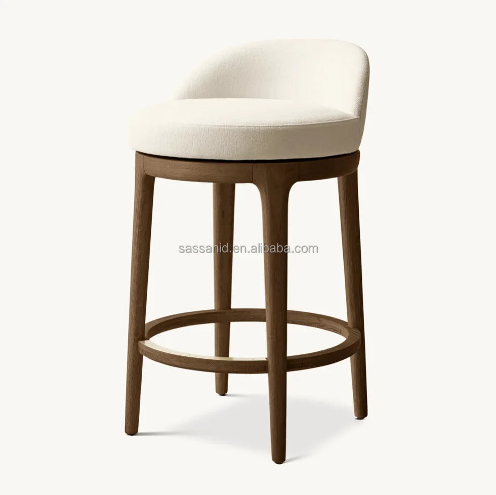 Midcentury Swivel Bar Stool – Solid Oak Minimalist European Design Statement Piece