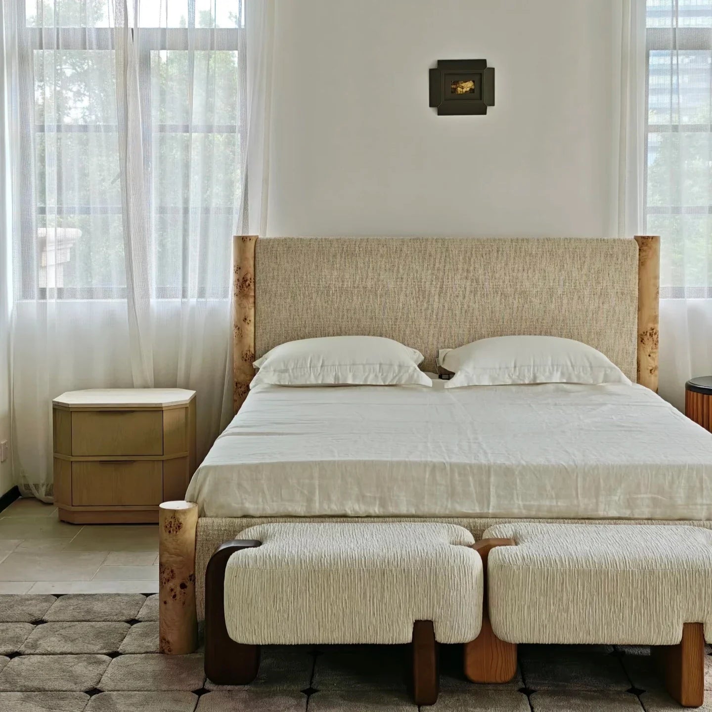 French Upholstered Bed – Retro Soft Bag Design in Premium Fabric