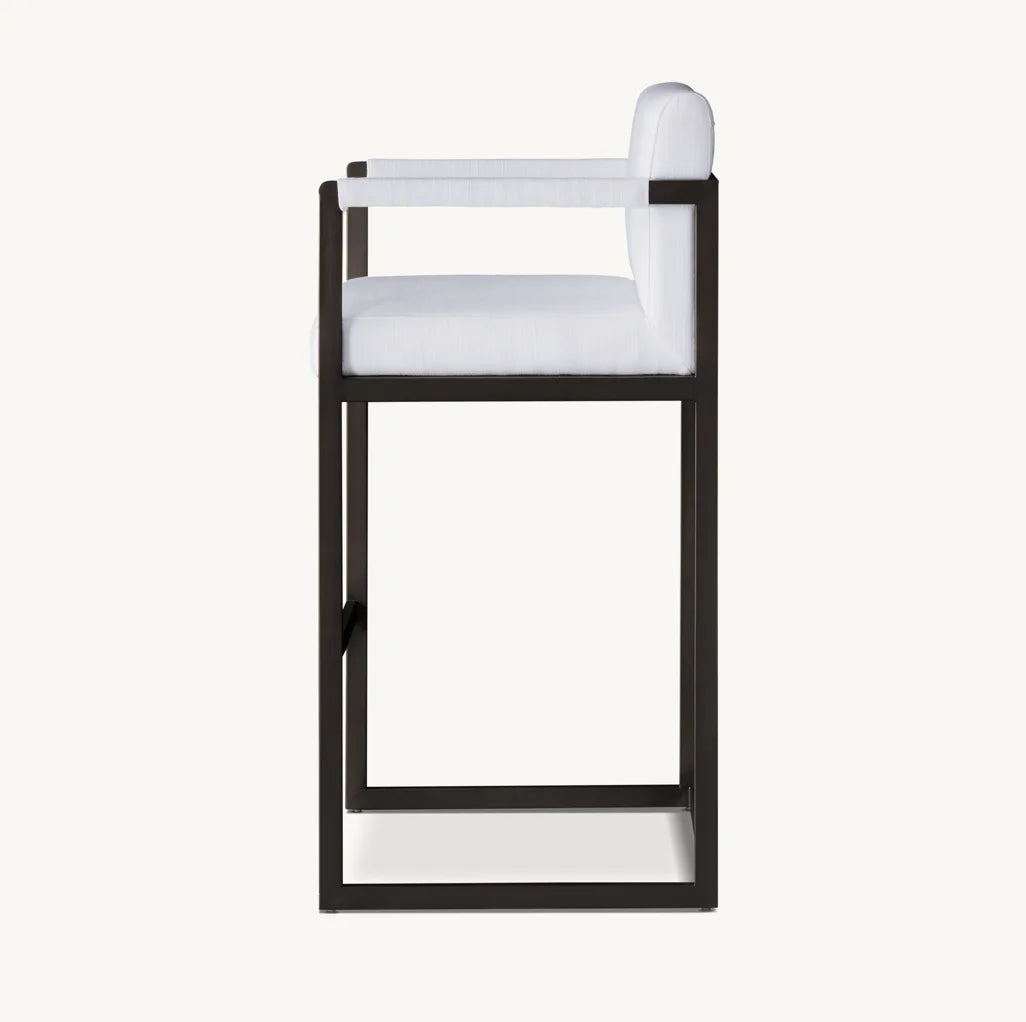 Modernist Bar Stool – Square Upholstered Seat – Oak – Contemporary | 1601024146990