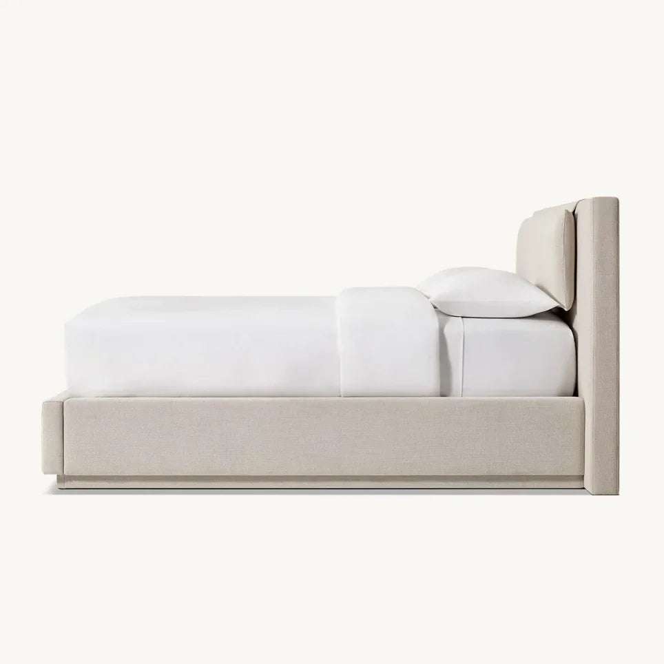 Dempsey Upholstered Panel Bed – Minimalist Tufted Leather Bed Frame