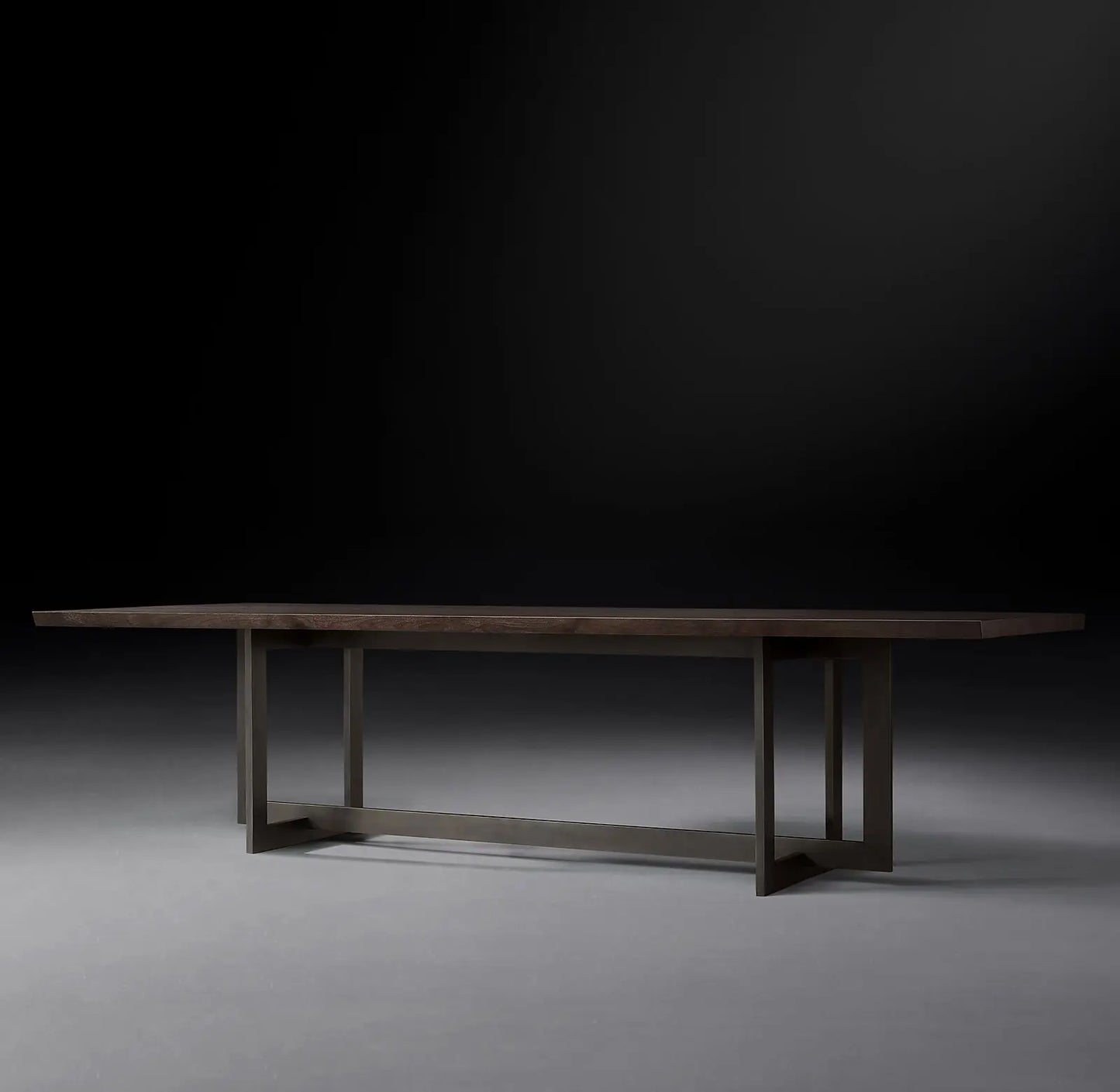 Linear Live Edge Dining Table – Solid Wood & Polished Brass Statement Piece