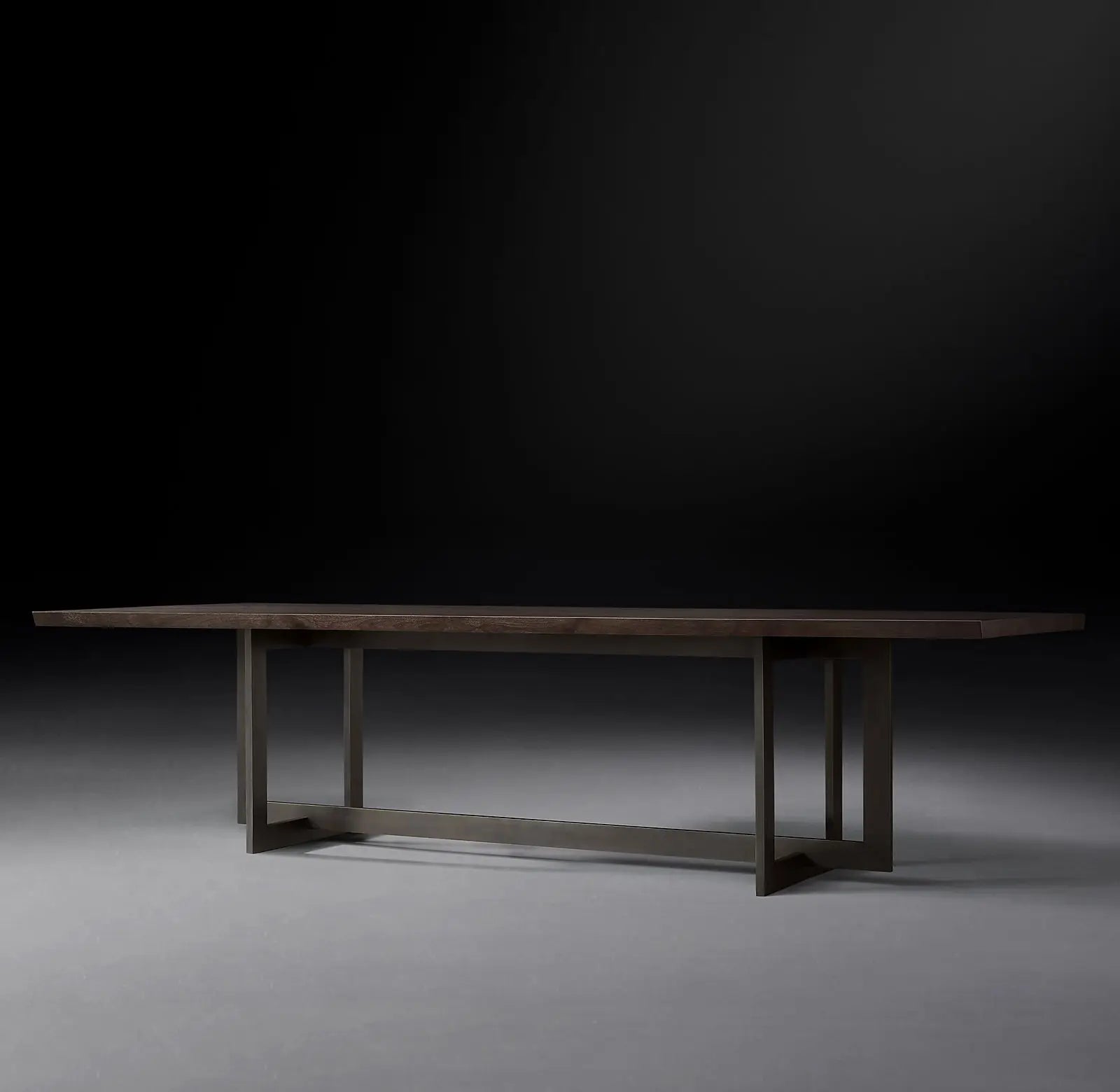 Linear Live Edge Dining Table – Solid Wood & Polished Brass Statement Piece