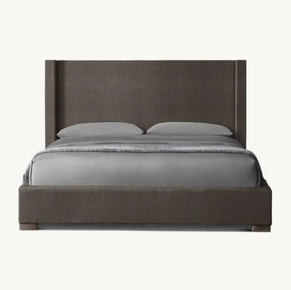 Fabric Shelter Platform Bed – Sculptural Oak Frame Designer Statement Piece