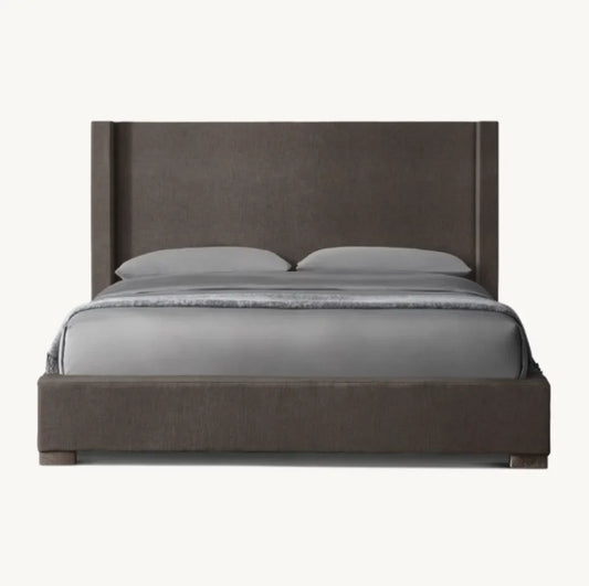 Fabric Shelter Platform Bed – Sculptural Oak Frame Designer Statement Piece