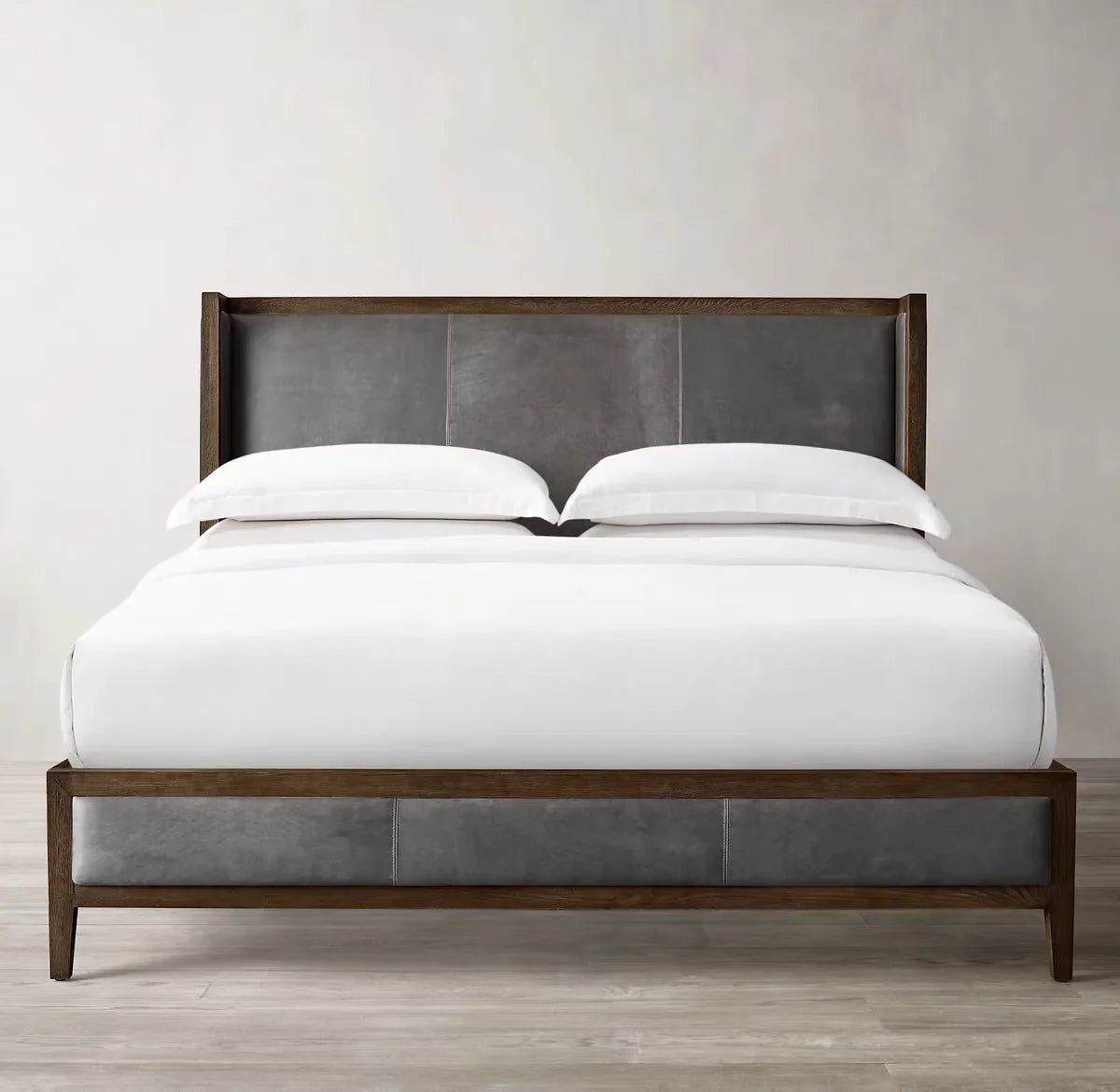 American Retro Platform Bed – Solid Wood French Soft Bag Upholstery
