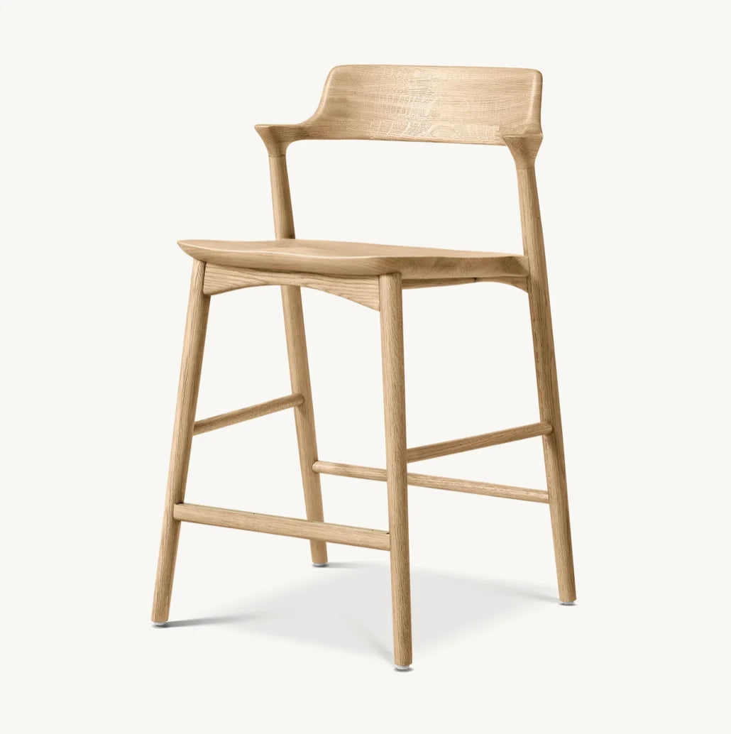 Danish Design Solid Oak Bar Stool – Mid-Century Cane Statement Piece | 1601257668318