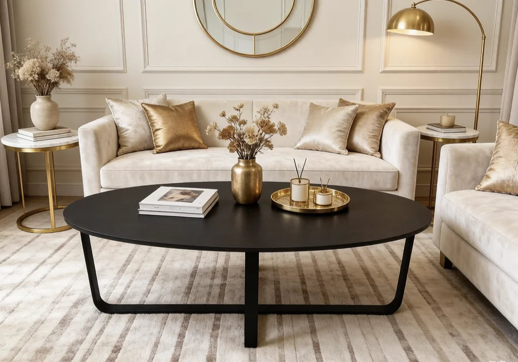Luxury Black Marble Coffee Table Modern Minimalist Italian Style for Villa