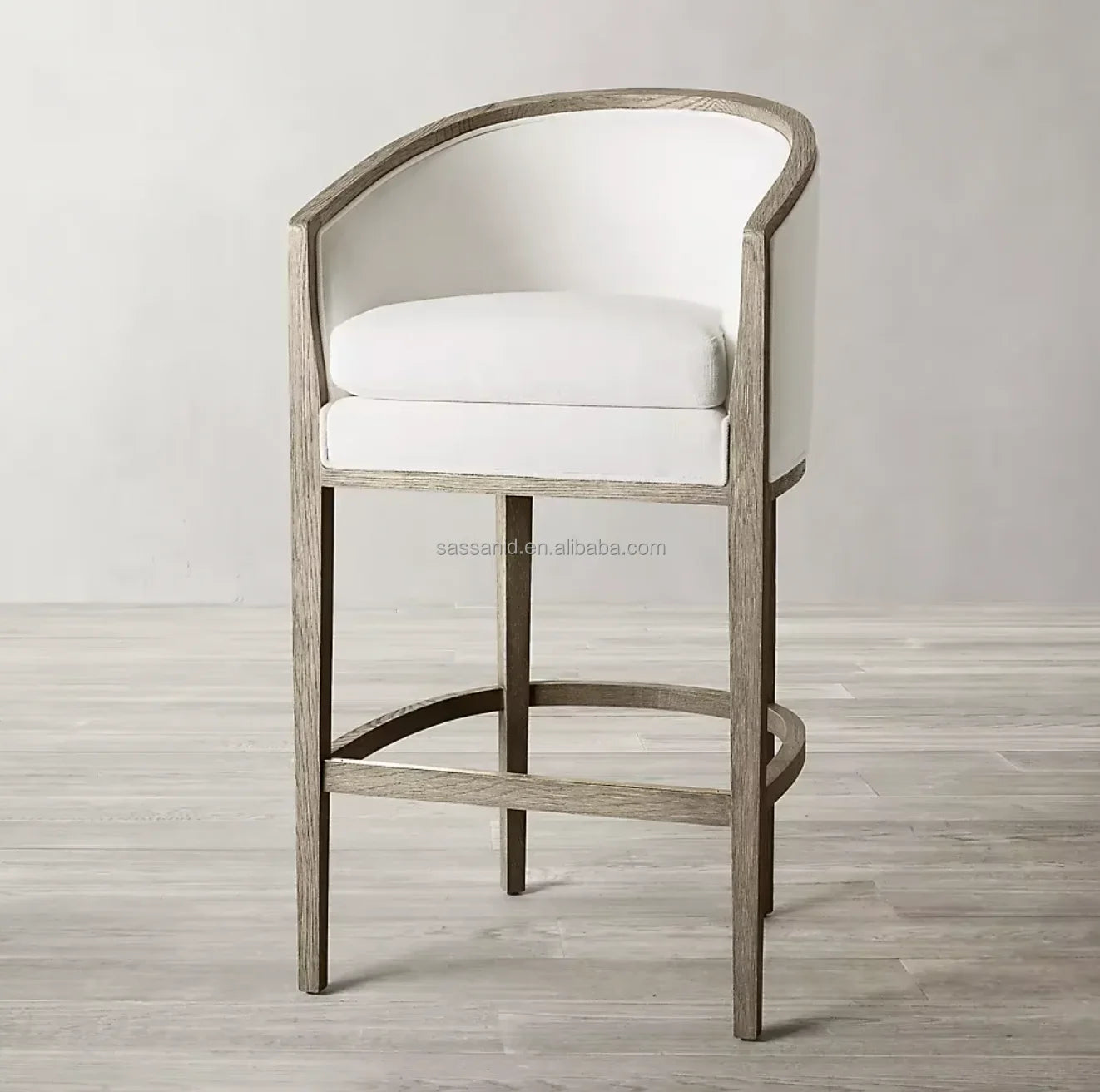 Dixon Bar Stool – Mid-Century Modernism Solid Oak and Fabric