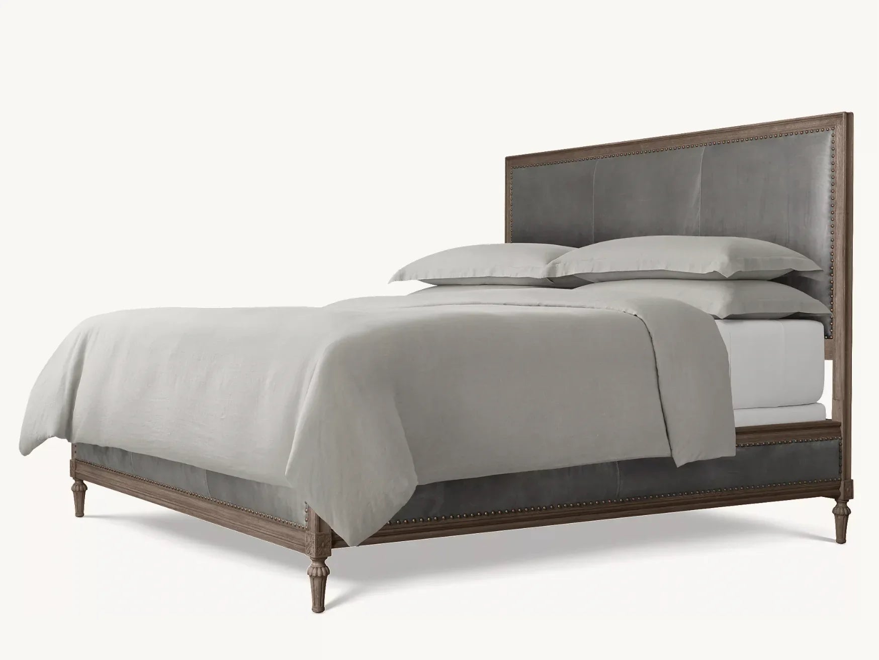 Leather Panel Bed – Tufted Headboard in Antiqued Oak by Re Home | 1601313095442