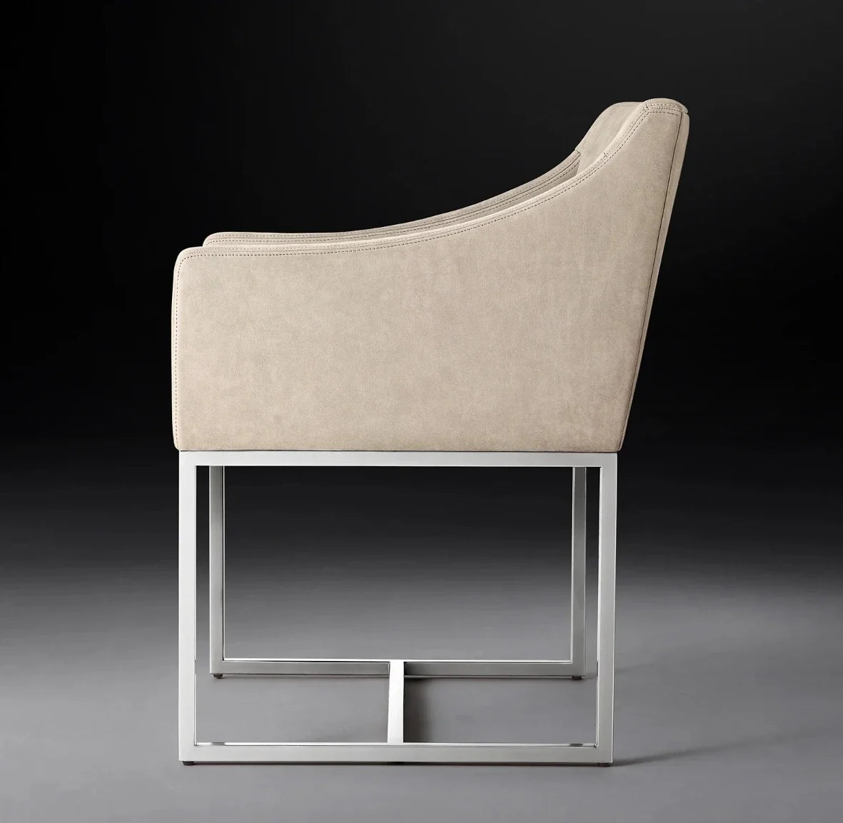 Dining Armchair – Emery Slope Arm Leather Midcentury European Statement Piece
