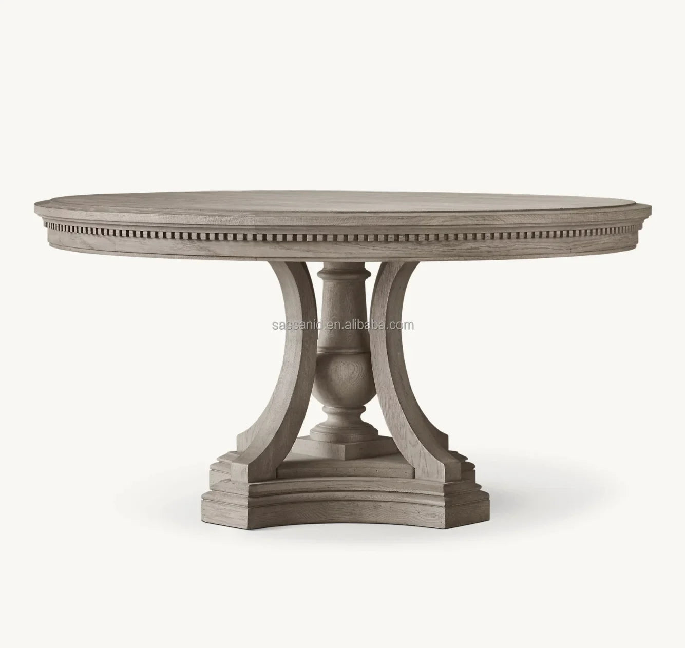 St. James Round Dining Table – Hand-Carved Architectural Hardwood Statement Piece