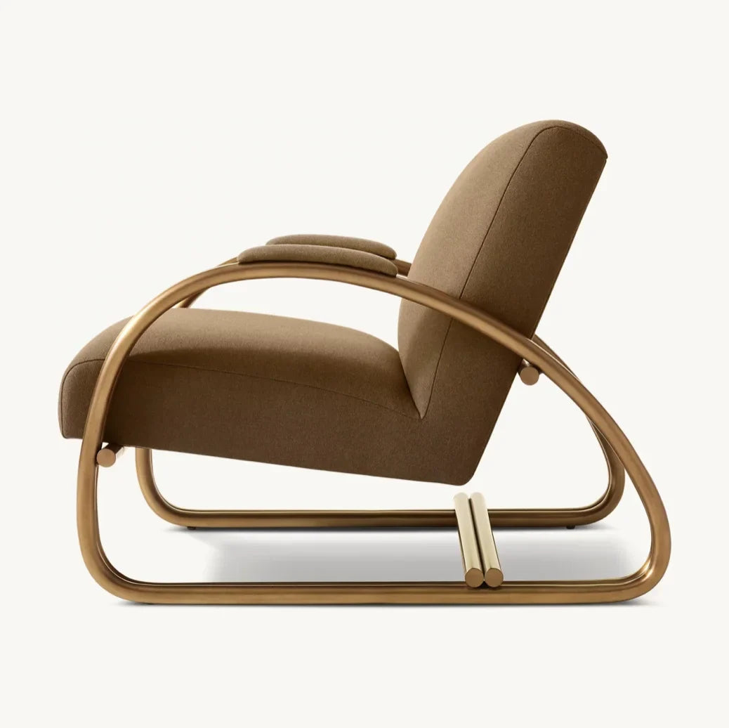 Rivoli Lounge Chair – European Modernist Brass Bauhaus Statement Piece